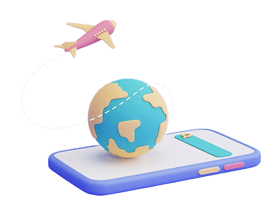 Airplane flying around globe